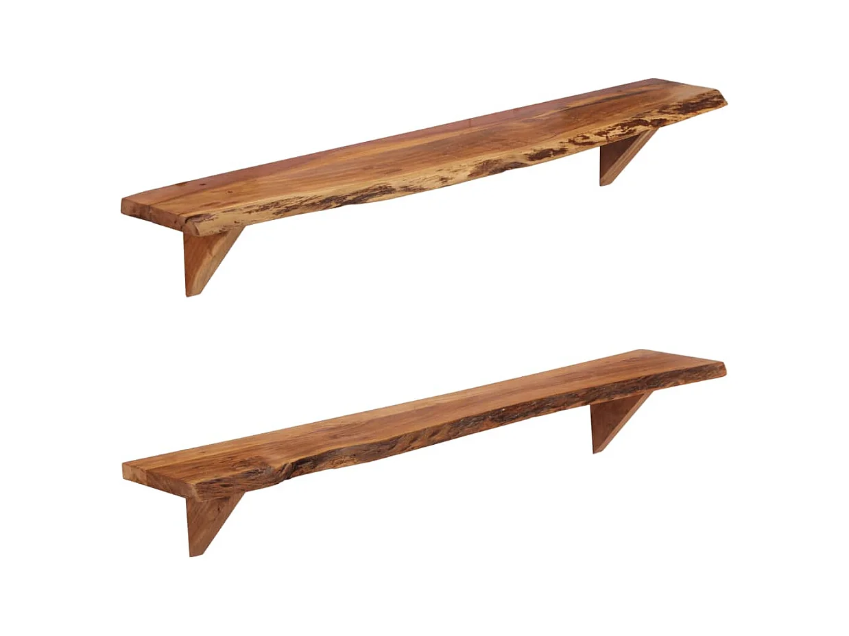Étagères murales 2 pcs 110x20x18 cm bois massif d'acacia