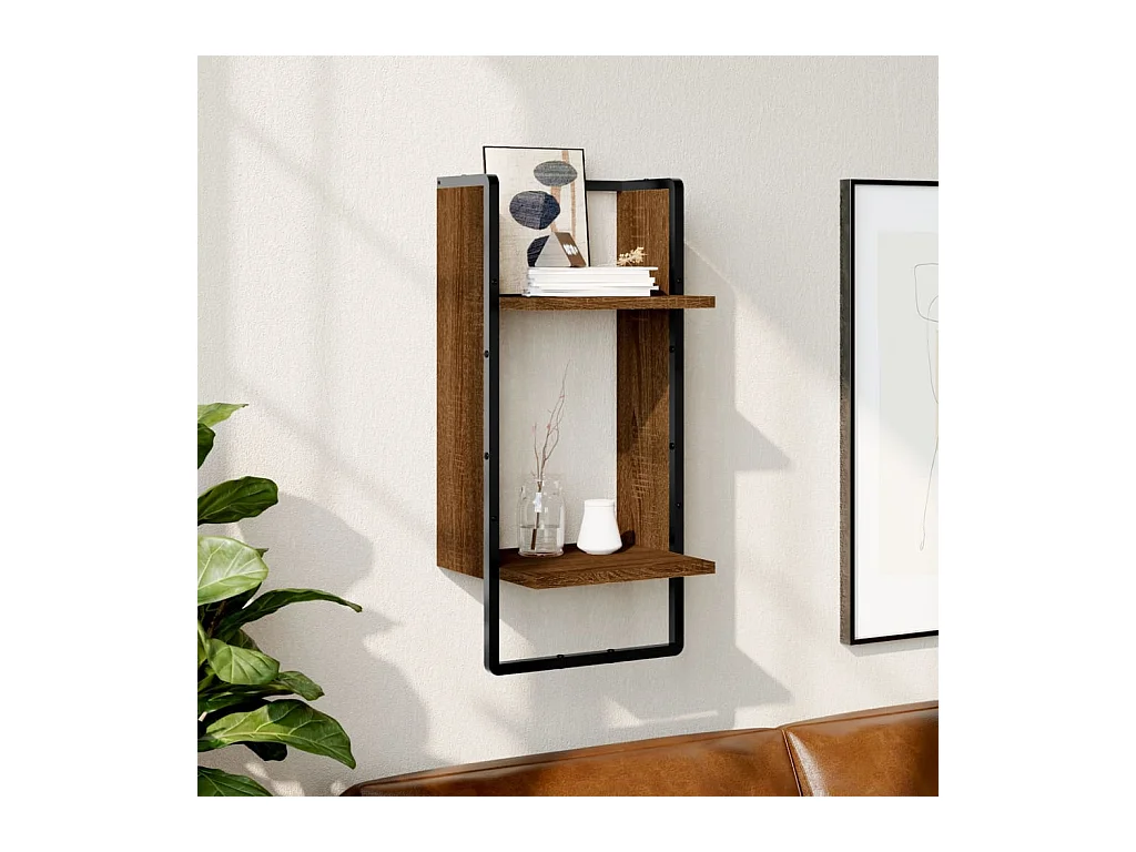 Wandschap met stang 30x25x65 cm bruin eikenkleur