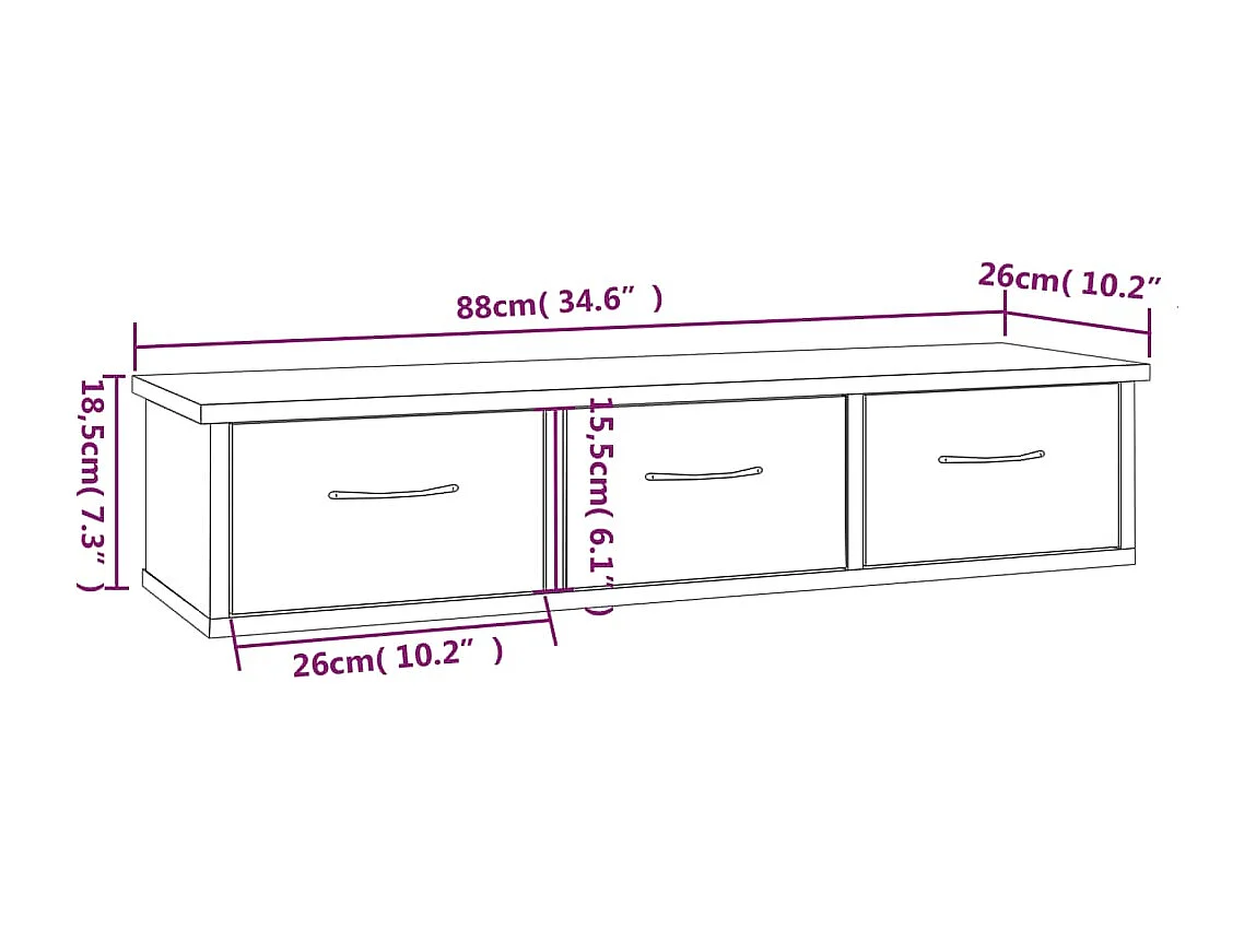 Wandschrank Grau Sonoma 88x26x18,5 cm Holzwerkstoff