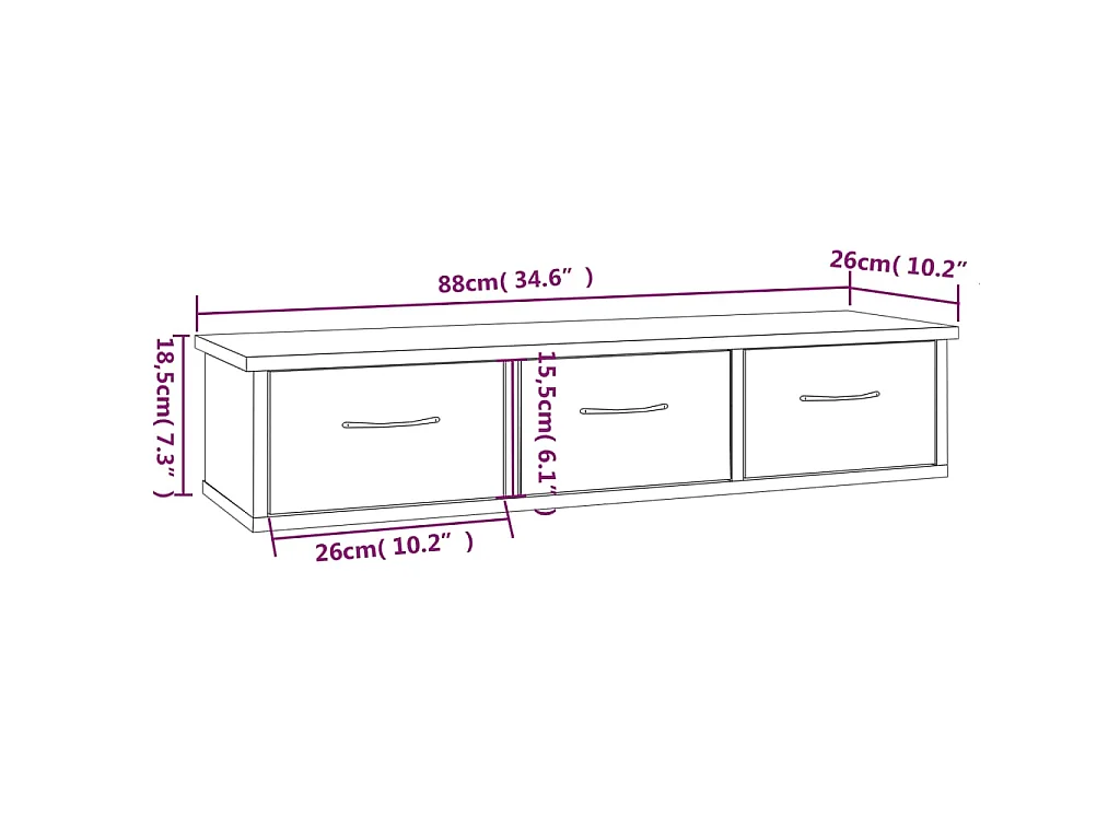Armoire murale Sonoma gris 88x26x18,5 cm Bois d'ingénierie