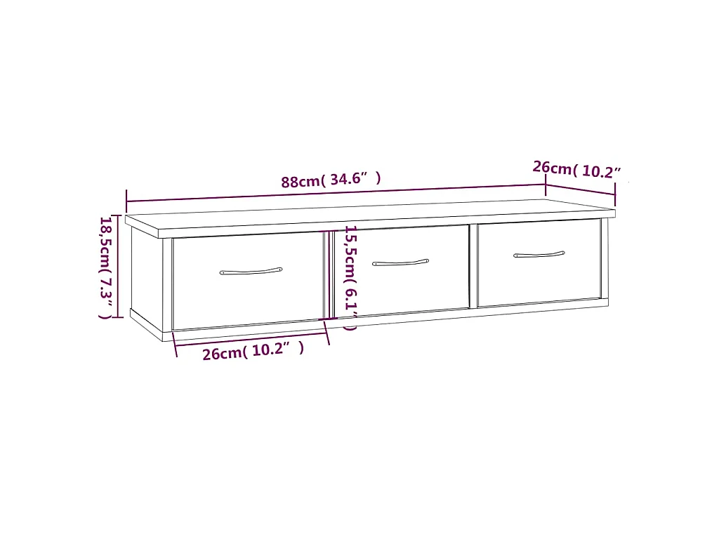 Mobile a Muro Grigio Sonoma 88x26x18,5 cm in Legno Multistrato