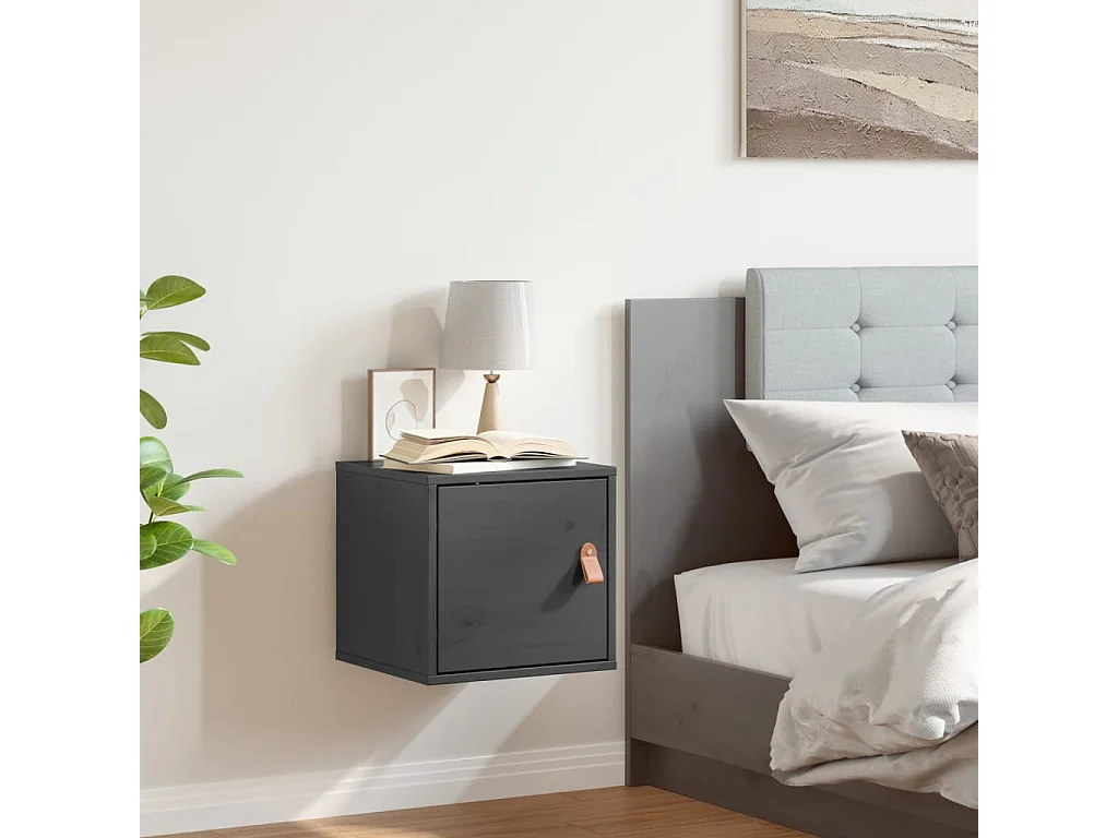 Wandkast 31,5x30x30 cm massief grenenhout grijs