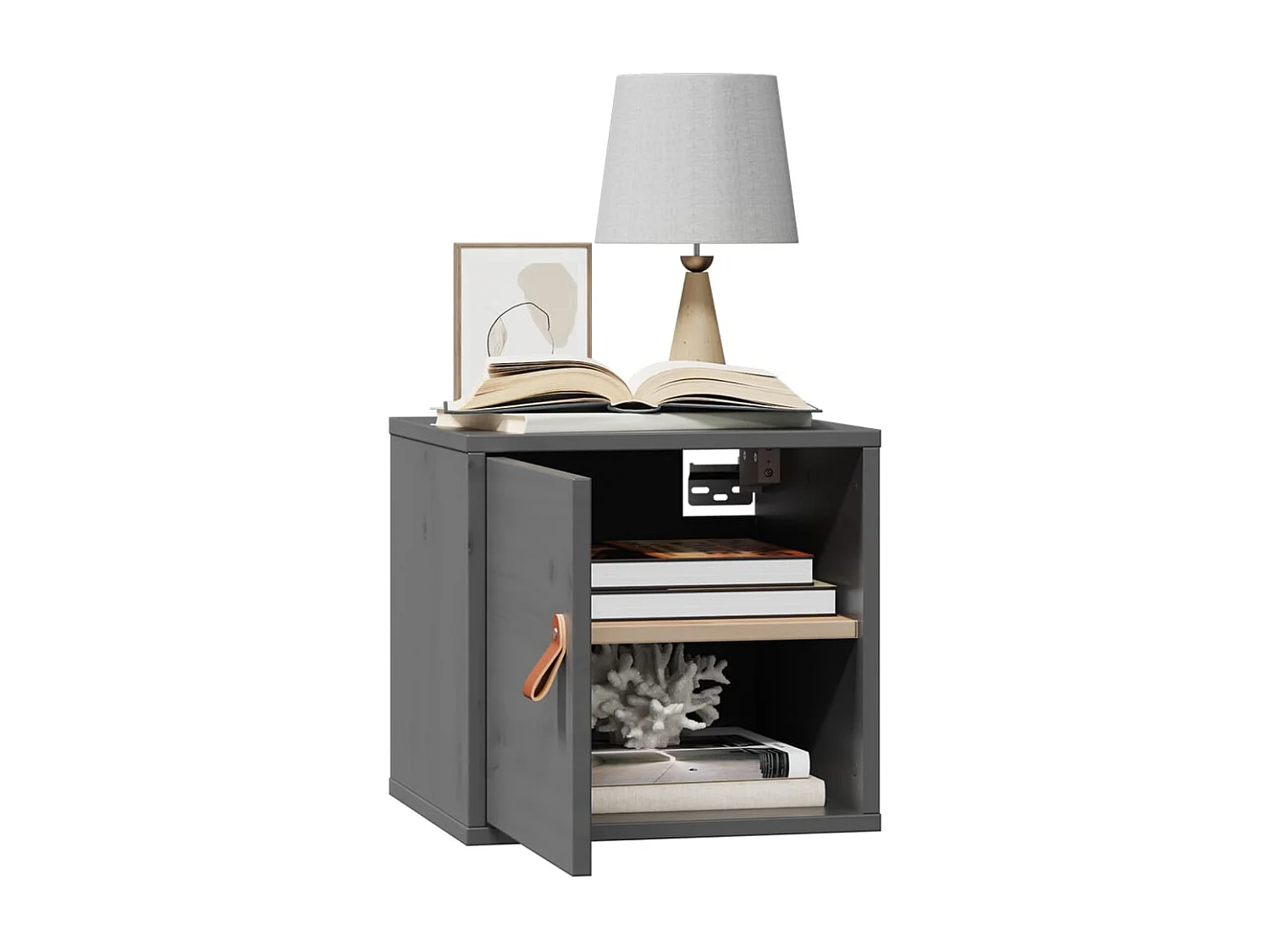 Wandkast 31,5x30x30 cm massief grenenhout grijs