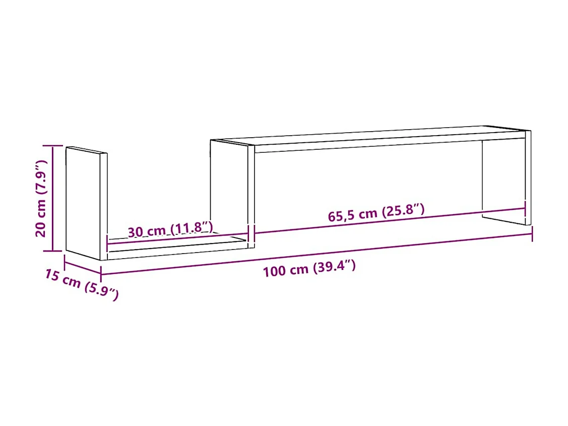 Étagères murales 2 pcs blanc 100x15x20 cm bois d'ingénierie