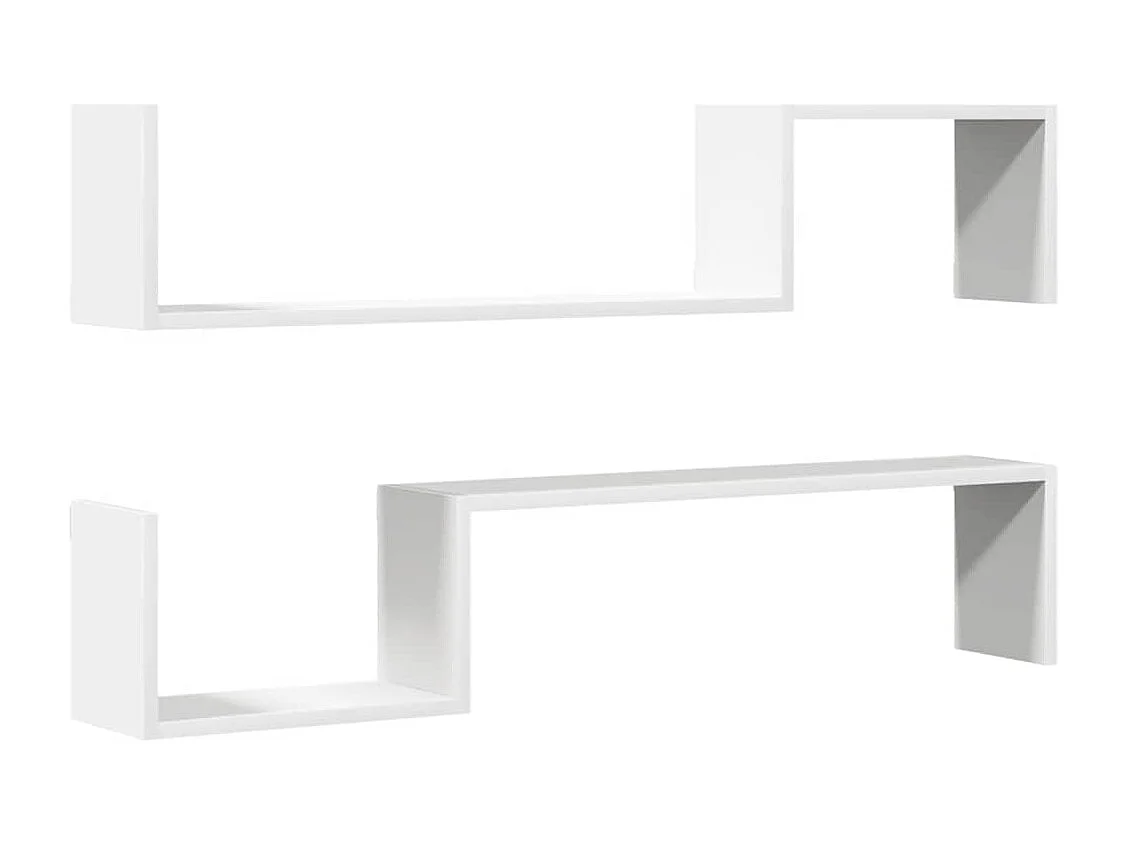 Mensole a Muro 2 pz Bianche 100x15x20 cm in Legno Multistrato