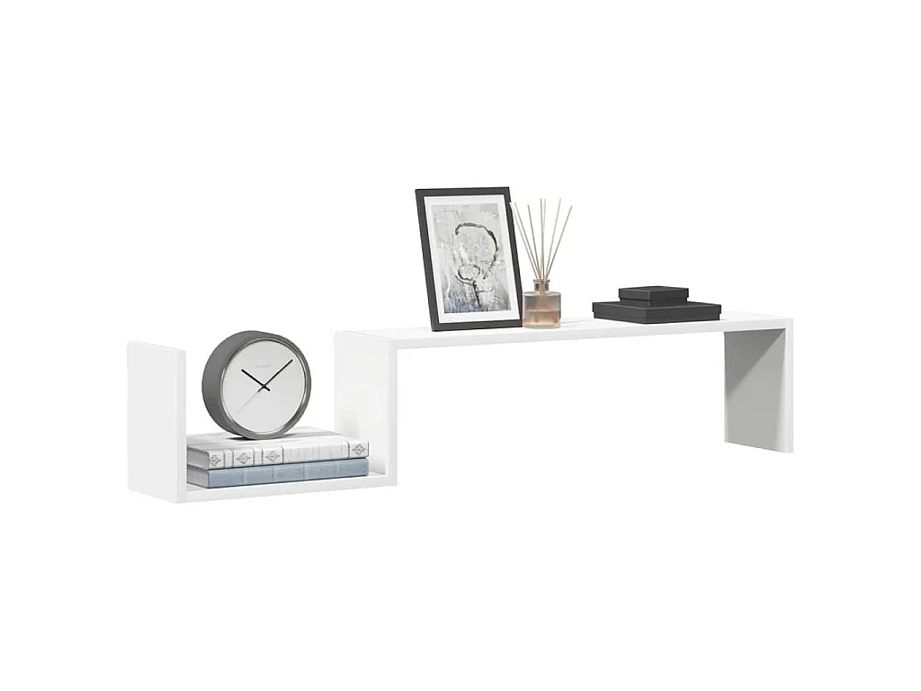 Wandschappen 2 st 100x15x20 cm bewerkt hout wit