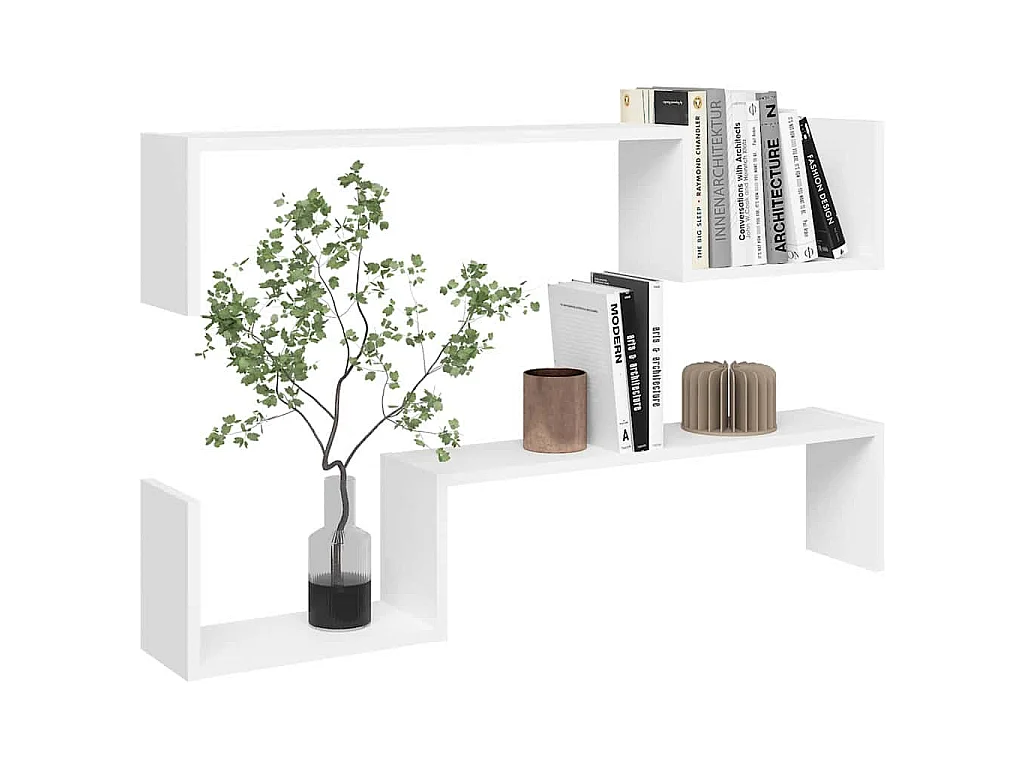 Wandschappen 2 st 100x15x20 cm bewerkt hout wit