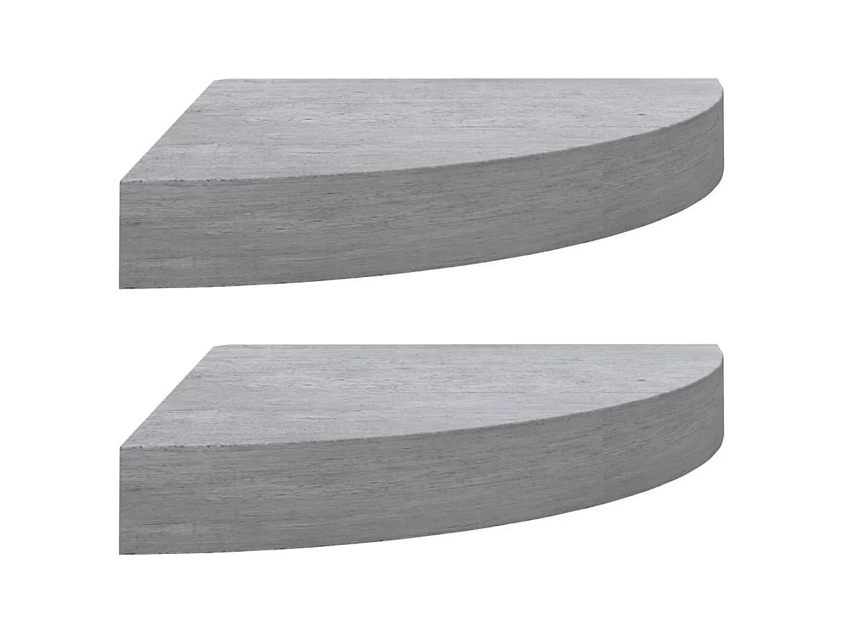 Estante de esquina de pared 2 uds MDF gris hormigón 25x25x3,8cm