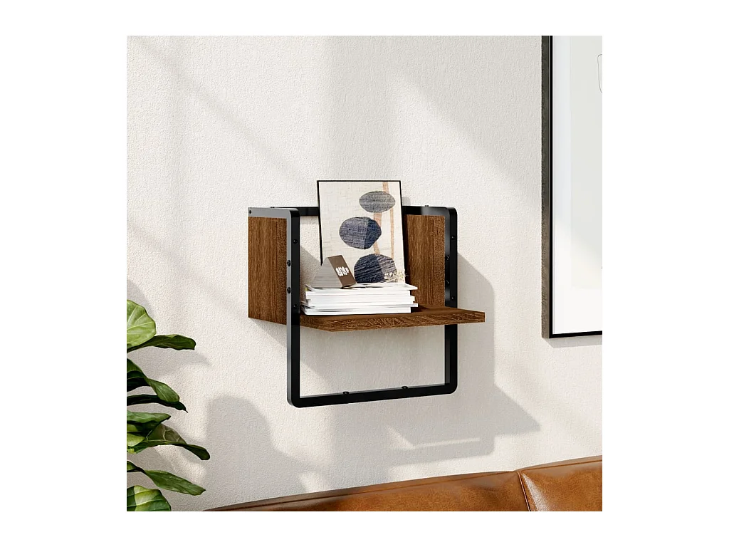 Étagère murale avec barre chêne marron 30x25x30 cm