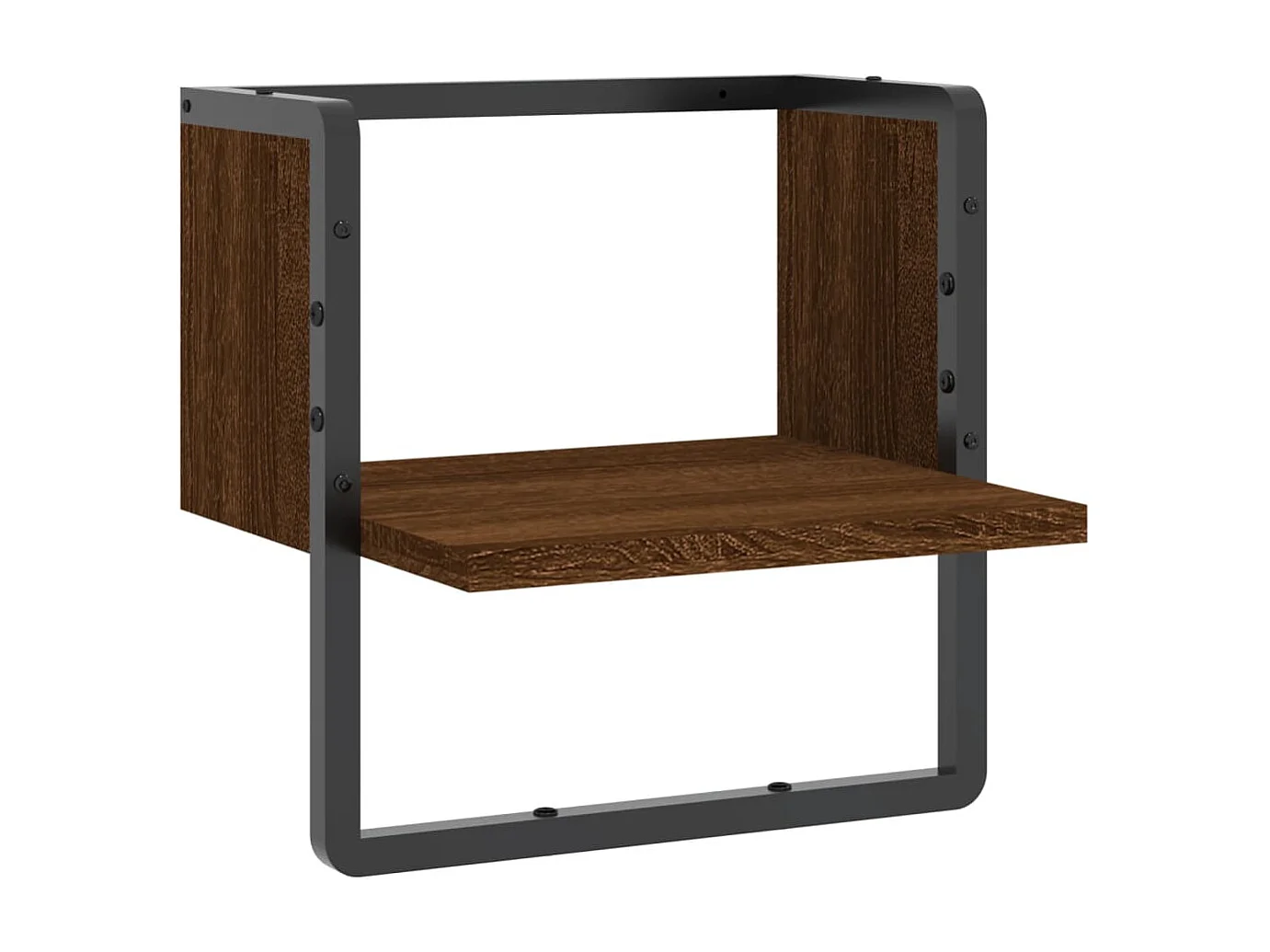 Wandschap met stang 30x25x30 cm bruin eikenkleur