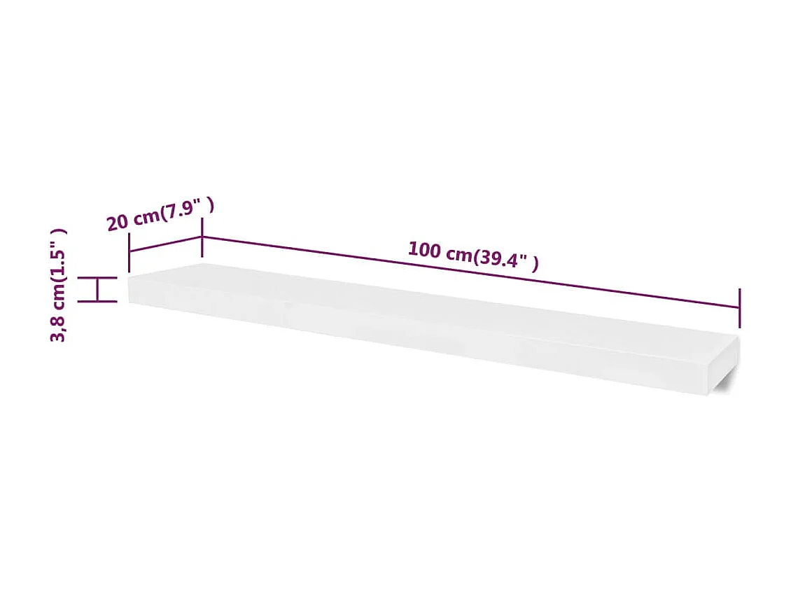 Mensole a Parete 4 pz Bianche 100 cm