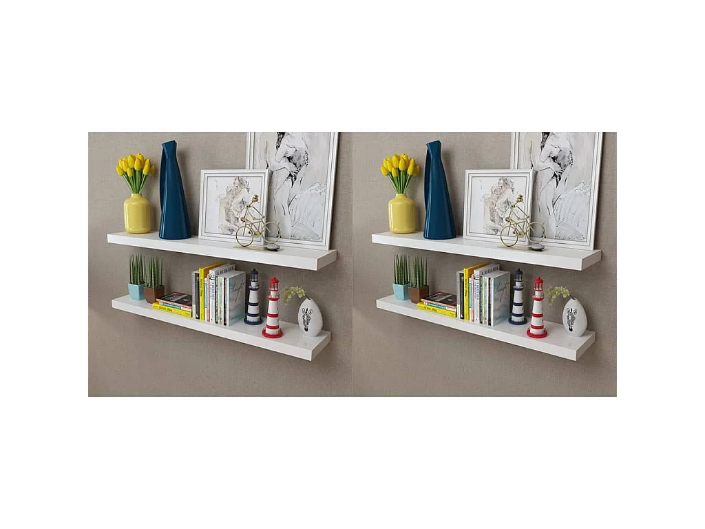 Étagères murales 4 pcs Blanc 100 cm