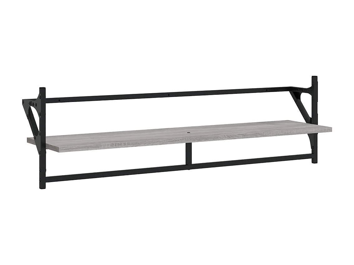Set Mensole Parete con Aste 6pz Grigio Sonoma Legno Multistrato