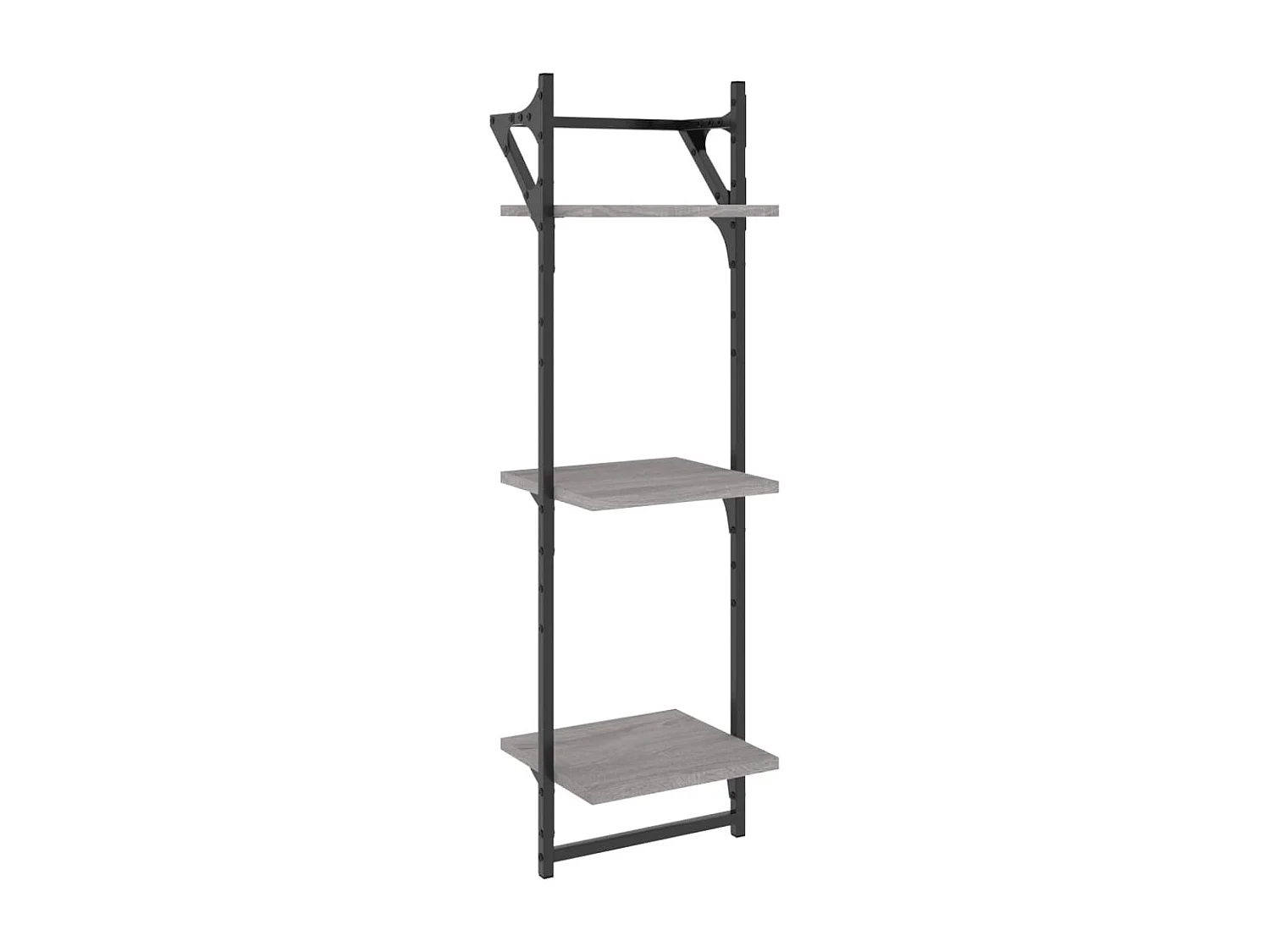 Set Mensole Parete con Aste 6pz Grigio Sonoma Legno Multistrato