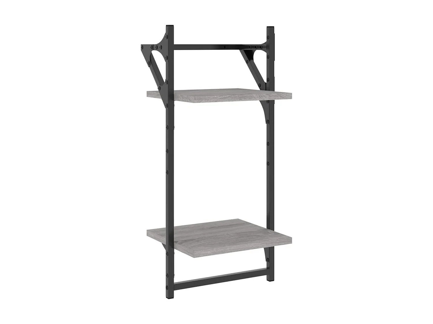 Set Mensole Parete con Aste 6pz Grigio Sonoma Legno Multistrato