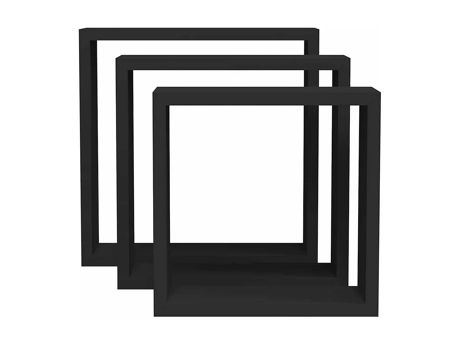 Étagères murales sous forme de cube 3 pcs Noir MDF