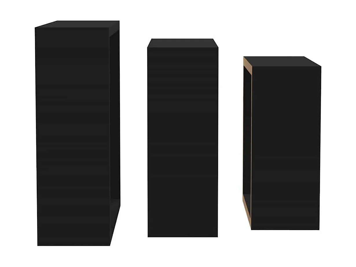 Étagères murales sous forme de cube 3 pcs Noir MDF