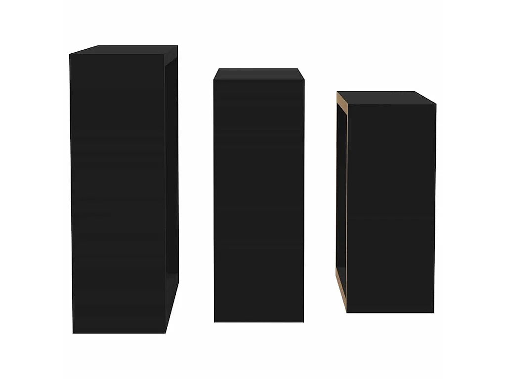 Étagères murales sous forme de cube 3 pcs Noir MDF