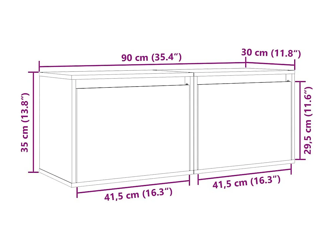 Armoires murales 2 pcs 45x30x35 cm Bois de pin massif