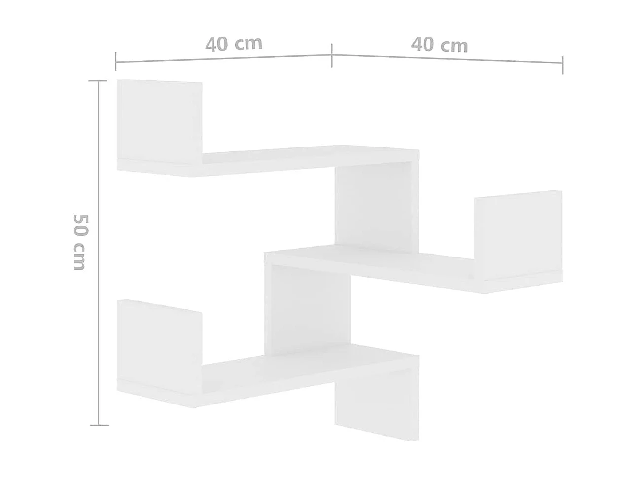 Hoekwandschappen 2 st 40x40x50 cm bewerkt hout wit