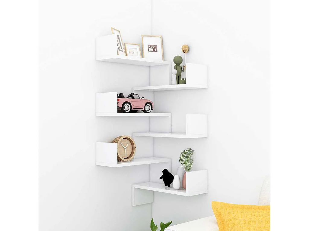 Mensole a Muro Angolari 2 pz Bianche 40x40x50 cm in Multistrato