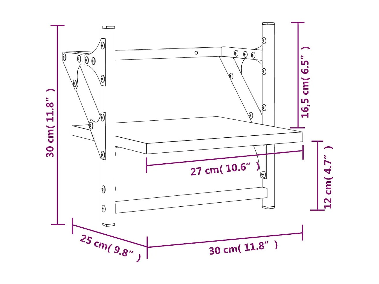Prateleiras de parede c/ barras 2 pcs 30x25x30 cm cinza sonoma