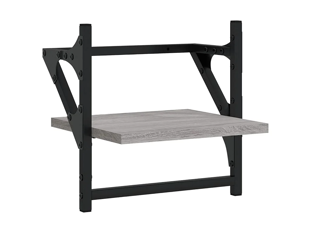 Étagères murales avec barres 2 pcs sonoma gris 30x25x30 cm