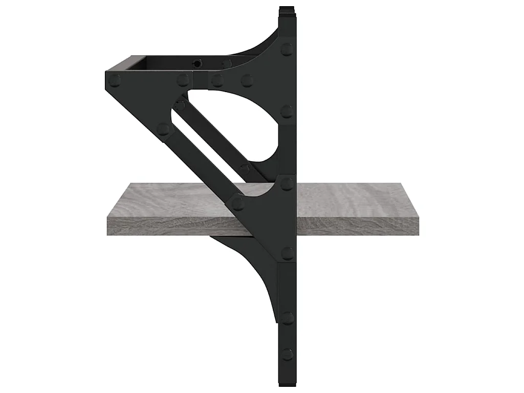 Étagères murales avec barres 2 pcs sonoma gris 30x25x30 cm