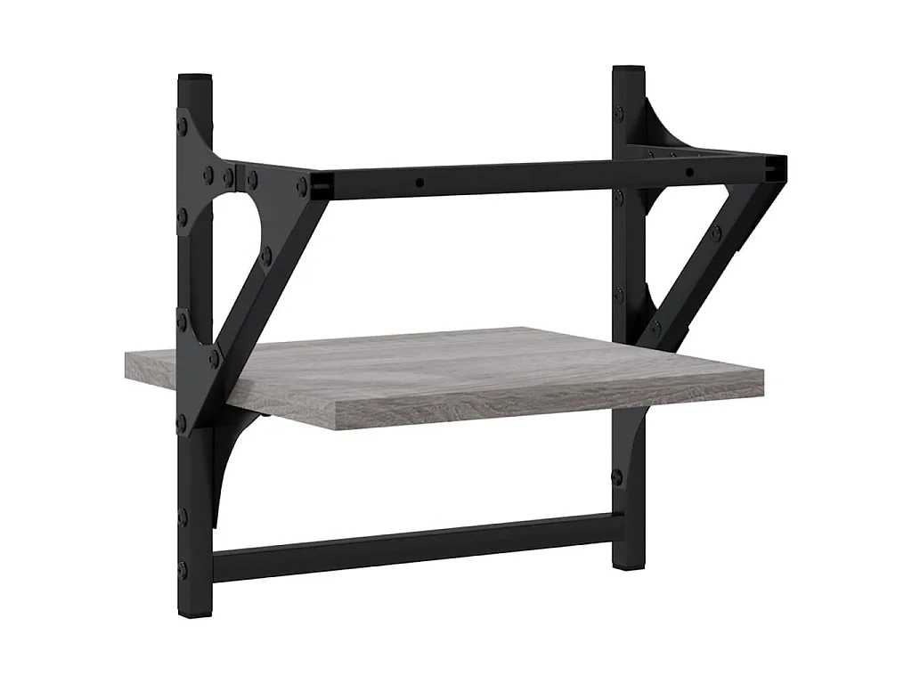 Étagères murales avec barres 2 pcs sonoma gris 30x25x30 cm