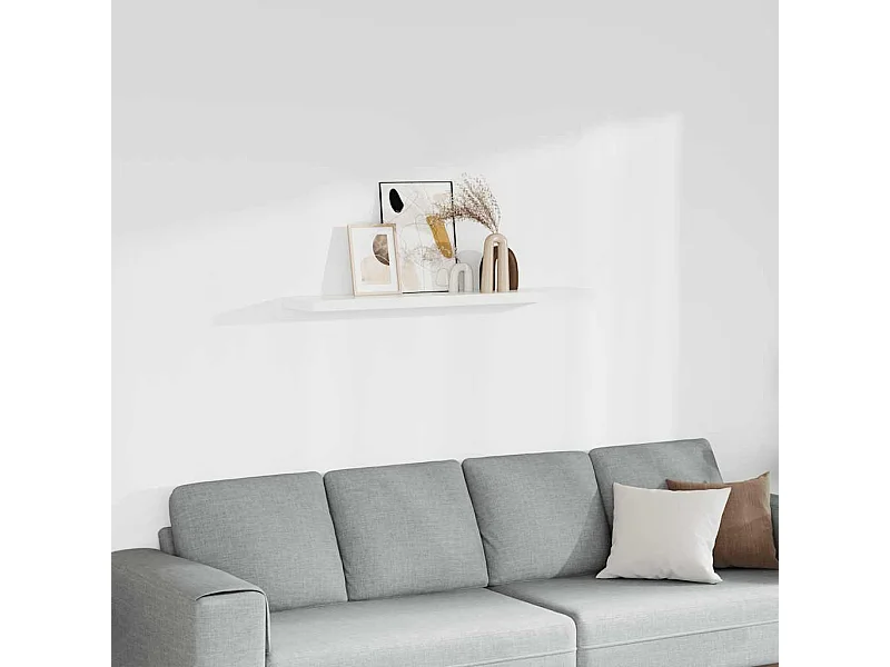 Półka Ścienna Pływająca Biała 120x23,5x3,8 cm MDF Elegancki Design Niewidoczny System Montażu