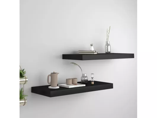 Kauf Unique Schweberegale 2 Stk. Schwarz 60x23,5x3,8cm MDF