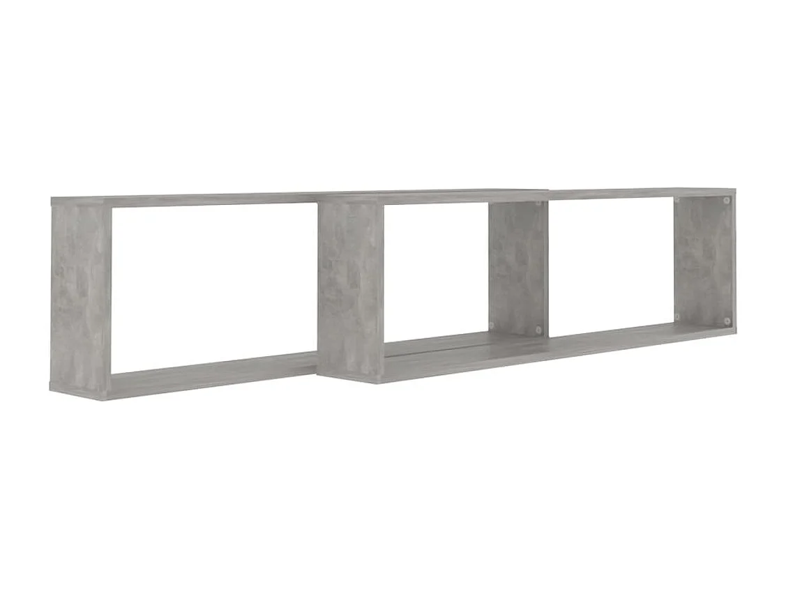 Estantes parede cúbicas 2pcs derivados de madeira cinza cimento