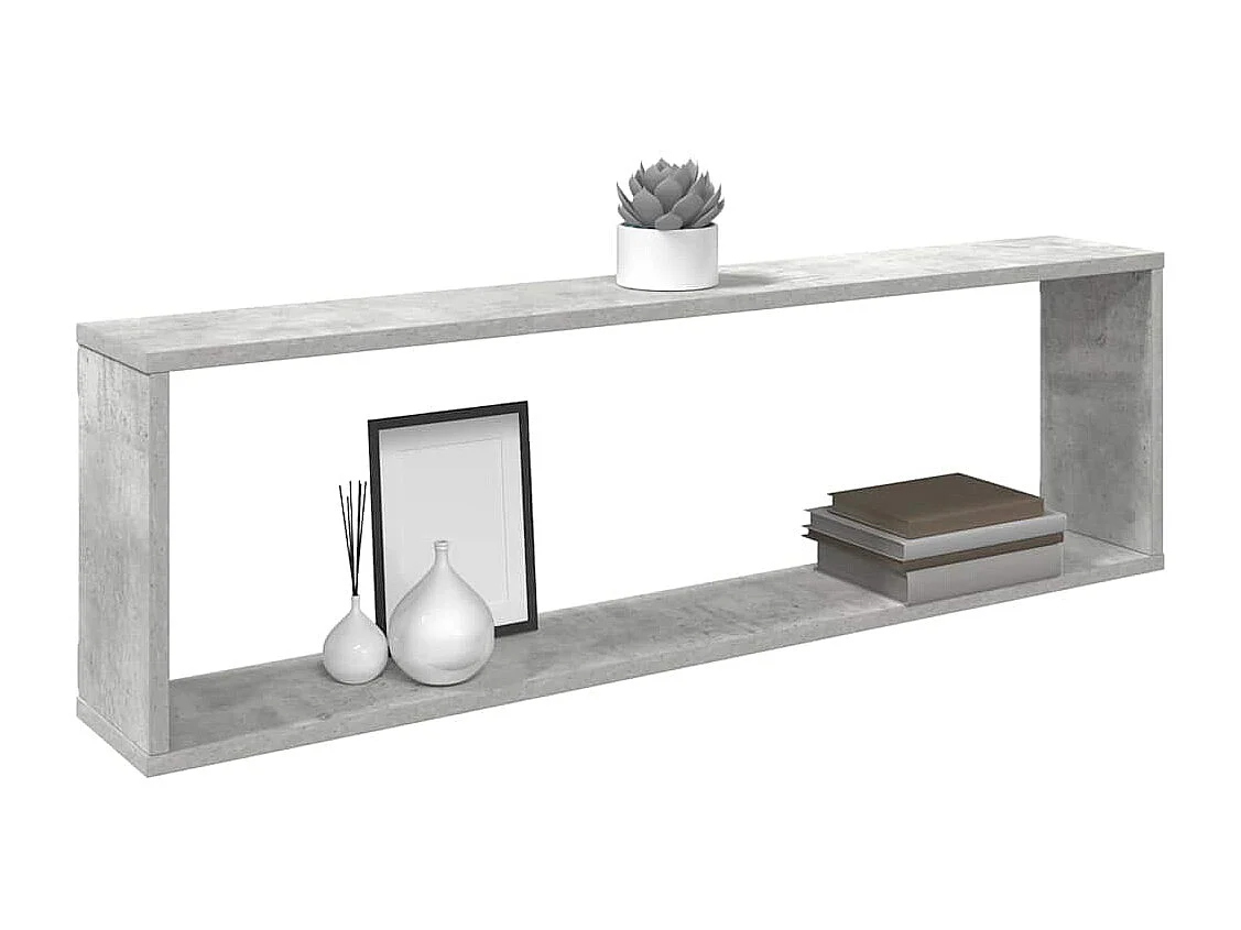 Étagères cube murales 2 pcs gris béton bois d'ingénierie