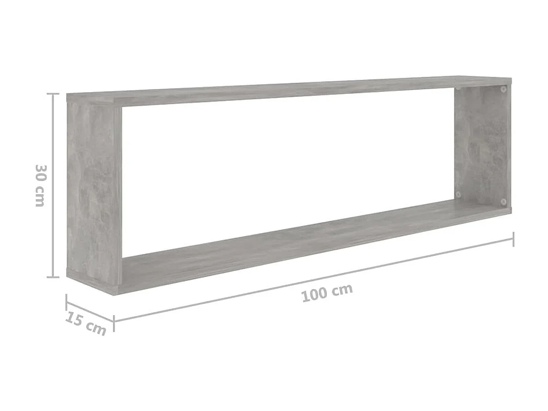 Étagères cube murales 2 pcs gris béton bois d'ingénierie