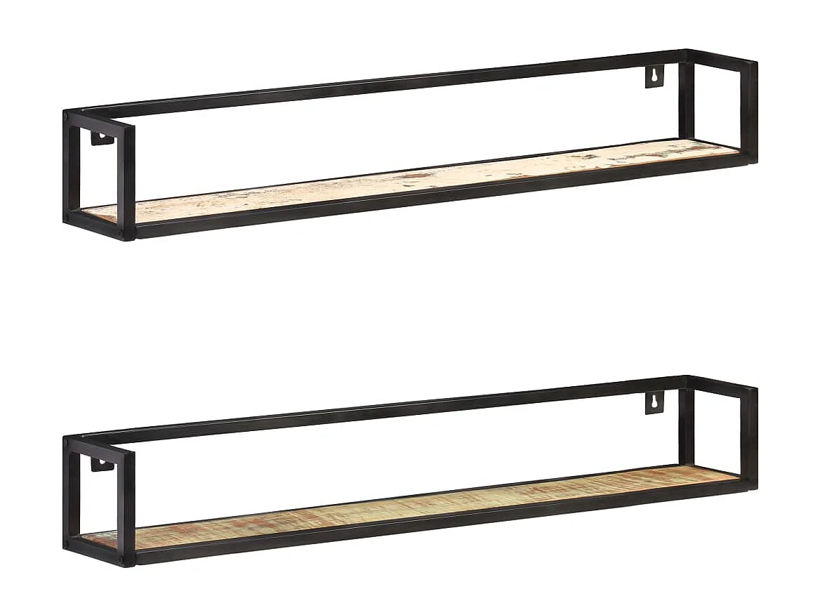 Étagères murales 2 pcs 120 cm Bois de récupération massif