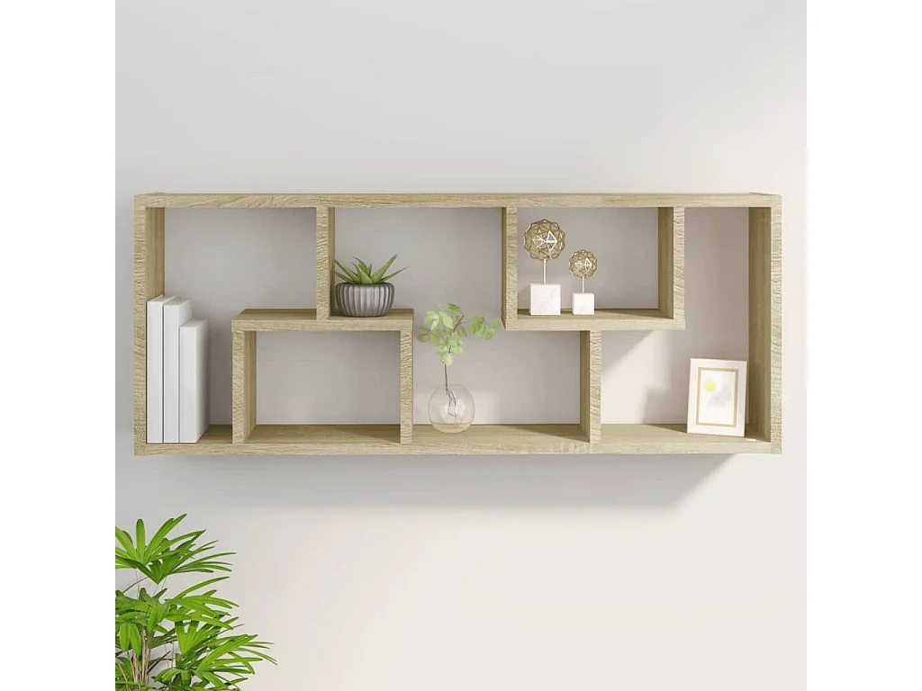 Estantería de pared contrachapada color roble 36x16x90 cm