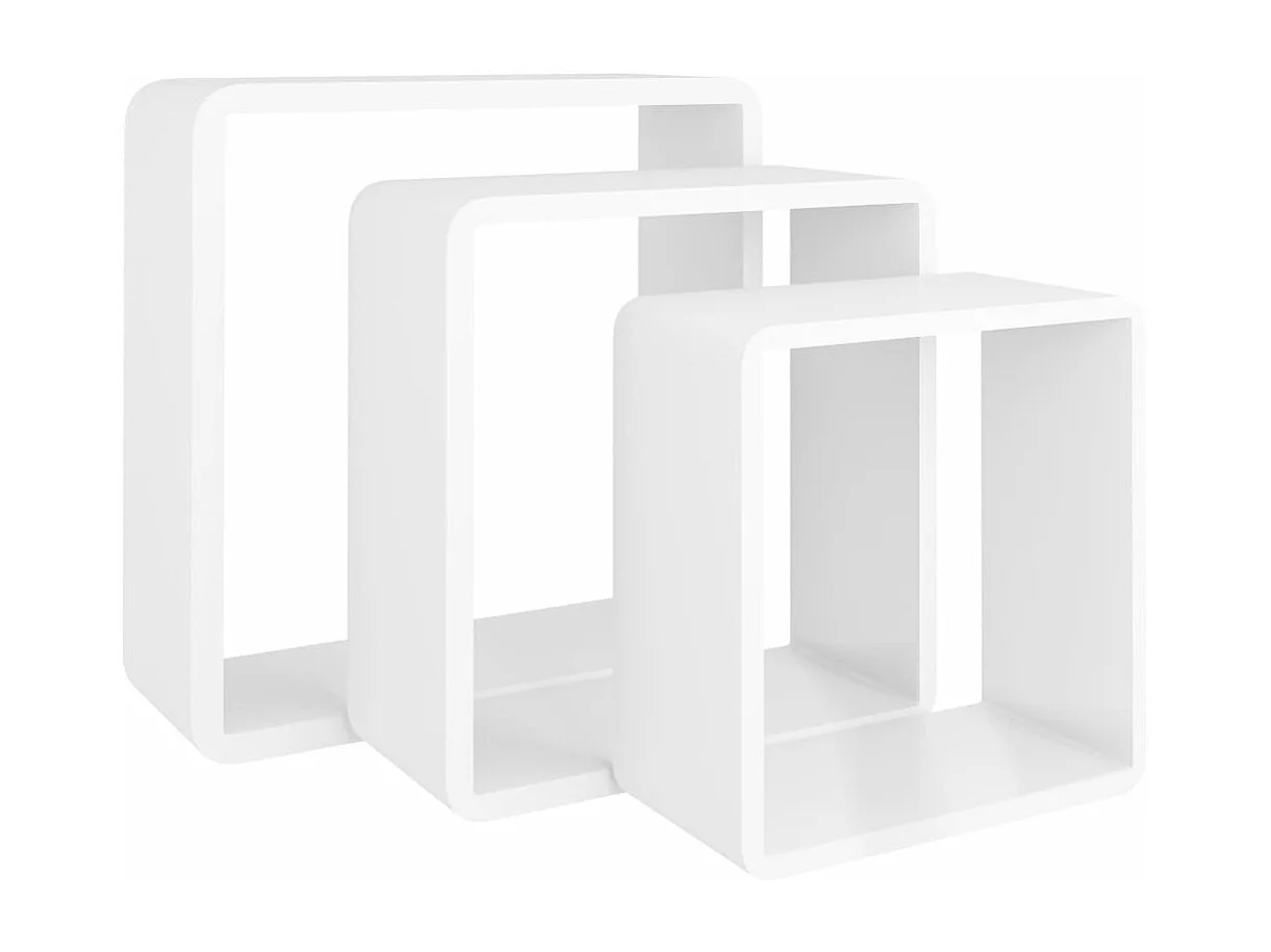 Prateleiras de parede em forma de cubo 3 pcs MDF branco