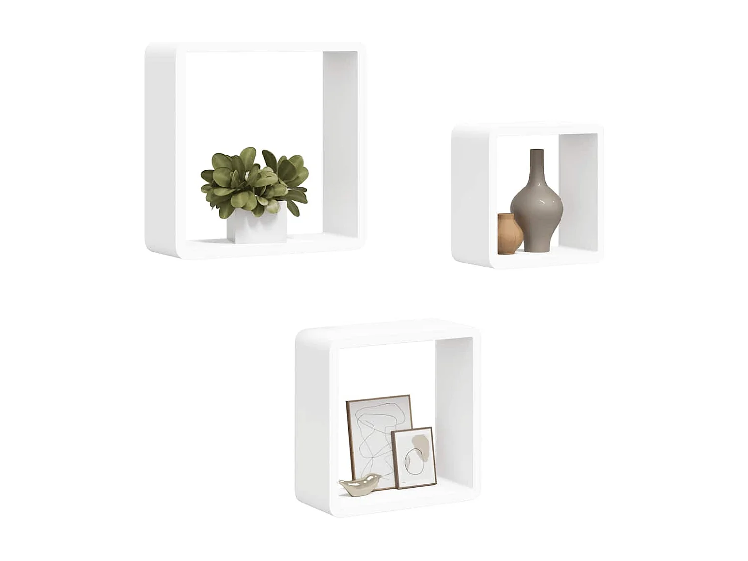 Wandschappen kubus 3 st MDF wit