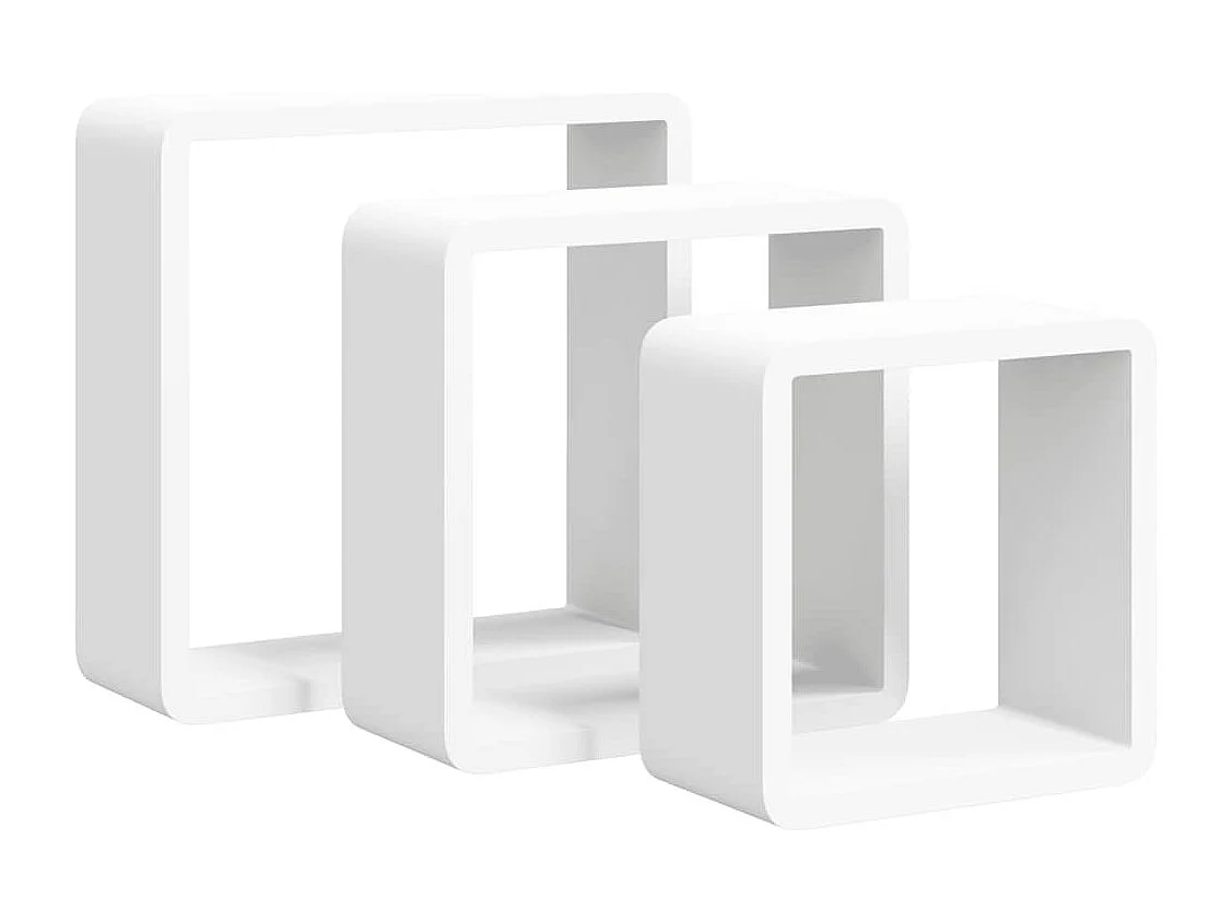 Étagères murales sous forme de cube 3 pcs Blanc MDF