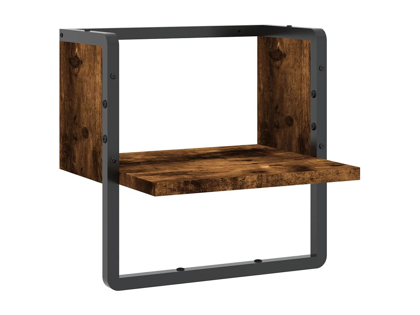 Étagère murale avec barre chêne fumé 30x25x30 cm