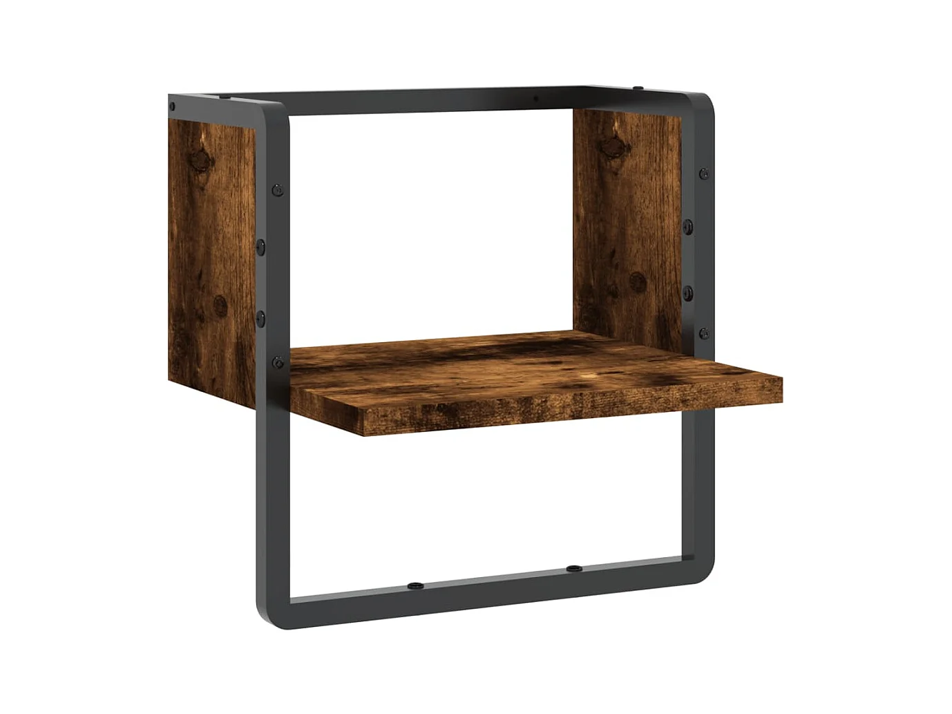 Étagère murale avec barre chêne fumé 30x25x30 cm