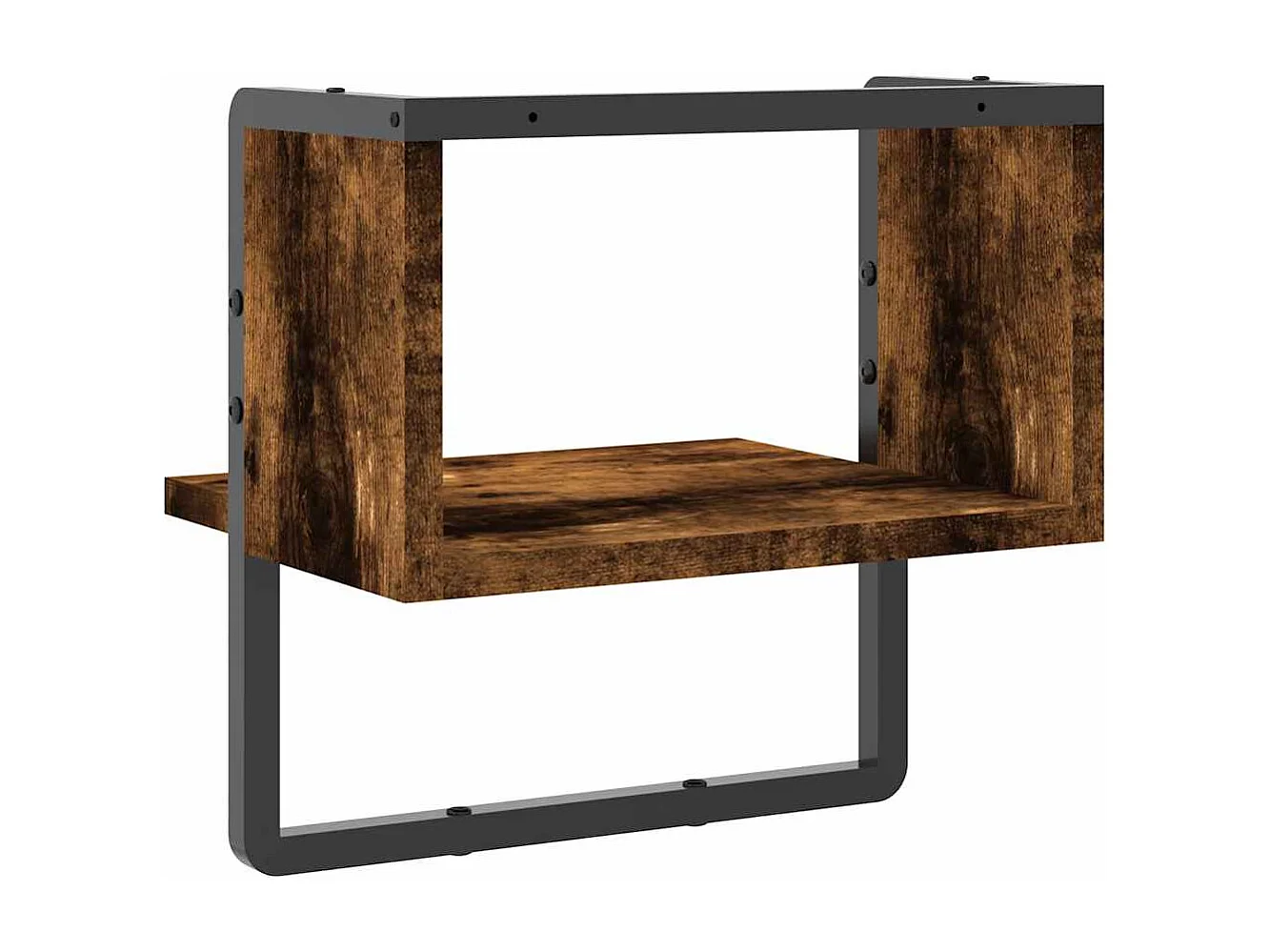 Étagère murale avec barre chêne fumé 30x25x30 cm