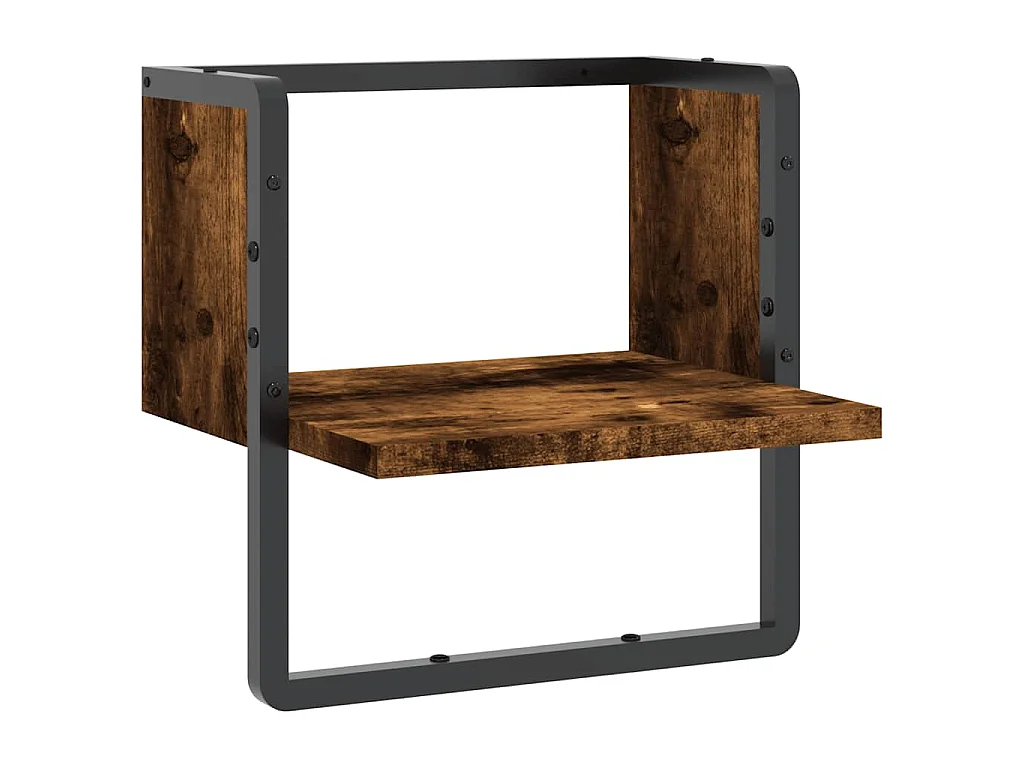 Étagère murale avec barre chêne fumé 30x25x30 cm