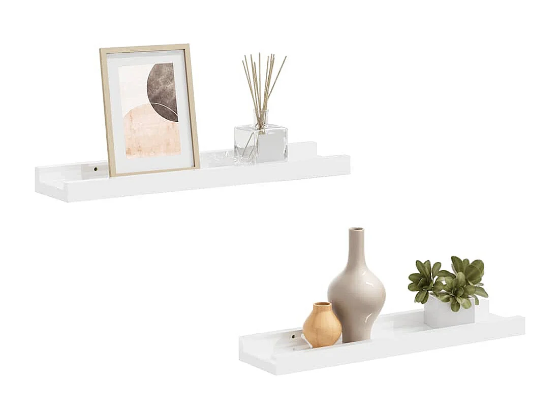 Étagères murales 2 pcs Blanc brillant 40x9x3 cm