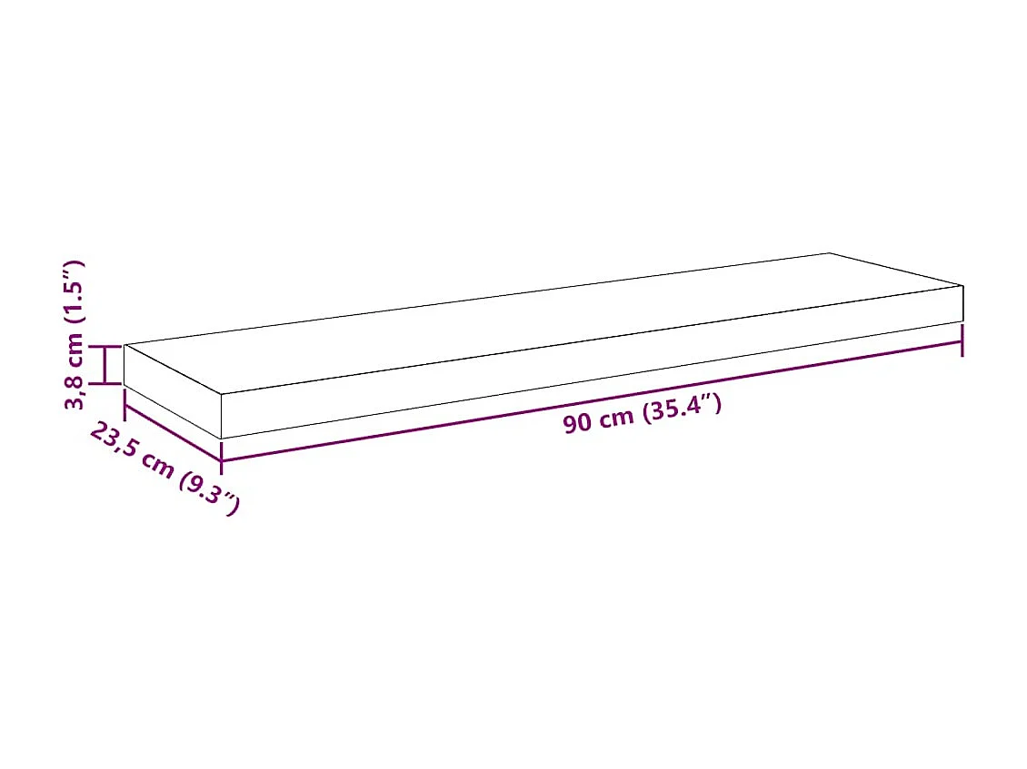 Scaffali a Parete 2 pz Rovere 90x23,5x3,8 cm in MDF