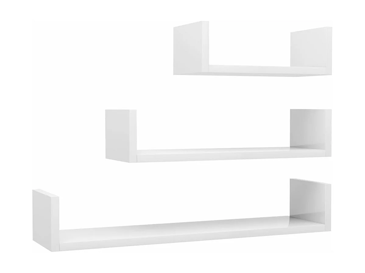 Étagères murales 3 pcs Blanc brillant Bois d'ingénierie