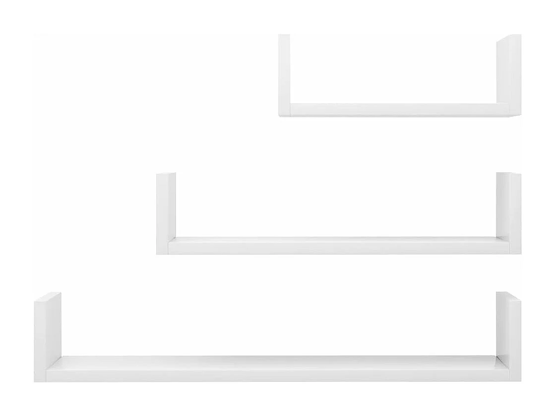 Étagères murales 3 pcs Blanc brillant Bois d'ingénierie