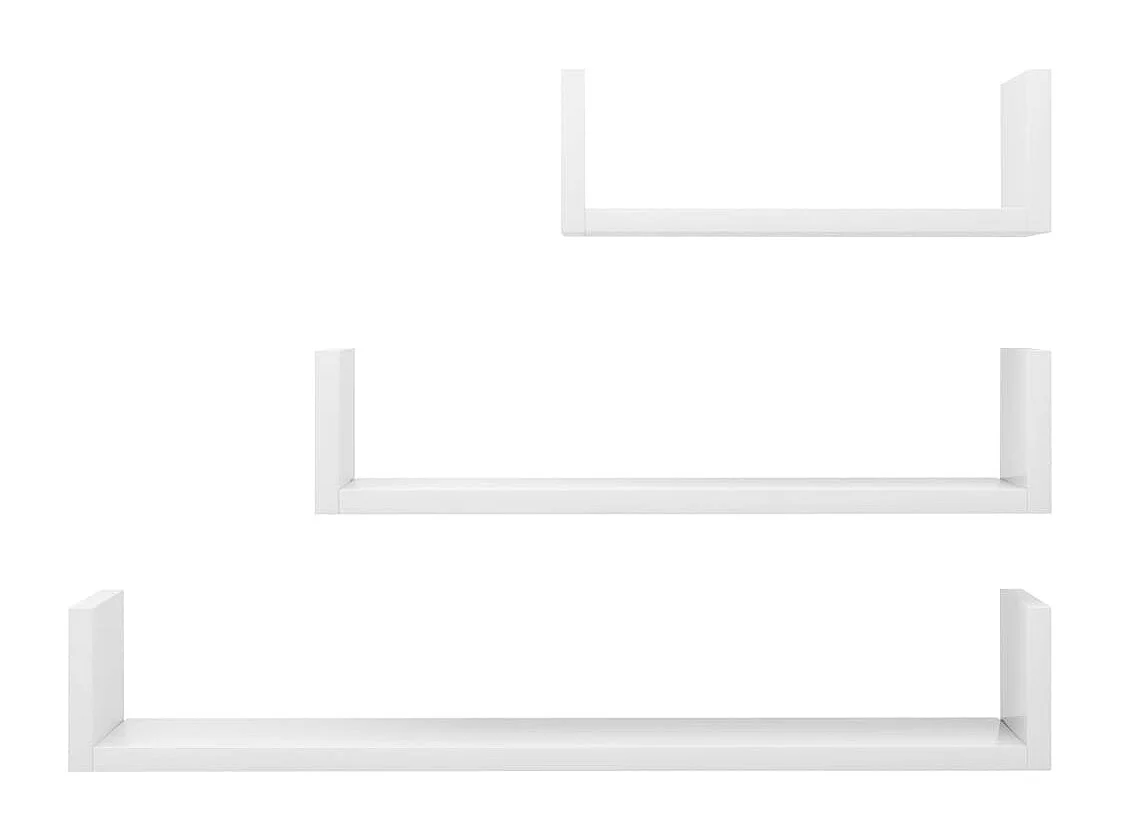 Mensole a Muro 3 pz Bianco Lucido in Legno Multistrato