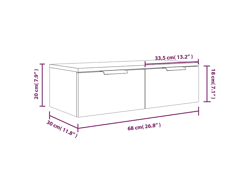Wandschränke 2 Stk. Braun Eichen-Optik 68x30x20cm Holzwerkstoff
