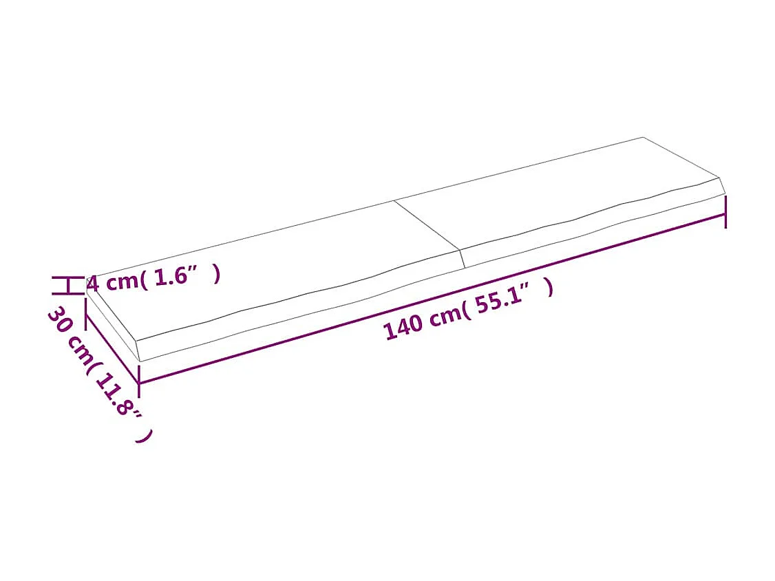Étagère murale marron foncé bois chêne massif traité